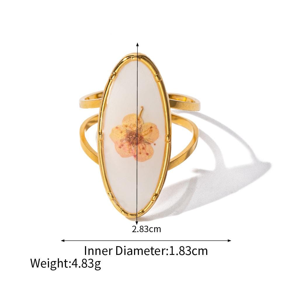 18K Gold Real Dried Flower Ring