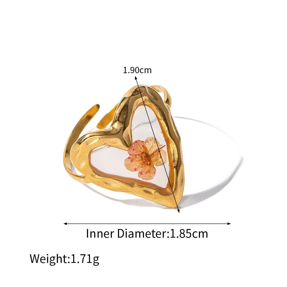 18K Gold Real Dried Flower Ring