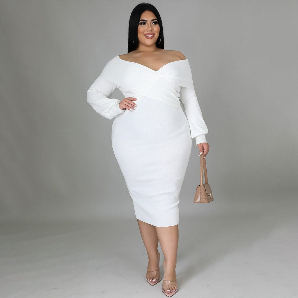 Elegante Sexy Backless Long Sleeve Plus Size Dress Chic Off Shoulder Party Evening Dress Vestidos De Mujer Elegantes Para Fiesta