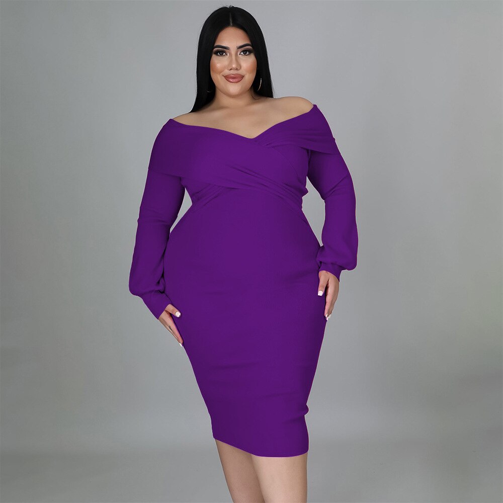 Elegante Sexy Backless Long Sleeve Plus Size Dress Chic Off Shoulder Party Evening Dress Vestidos De Mujer Elegantes Para Fiesta