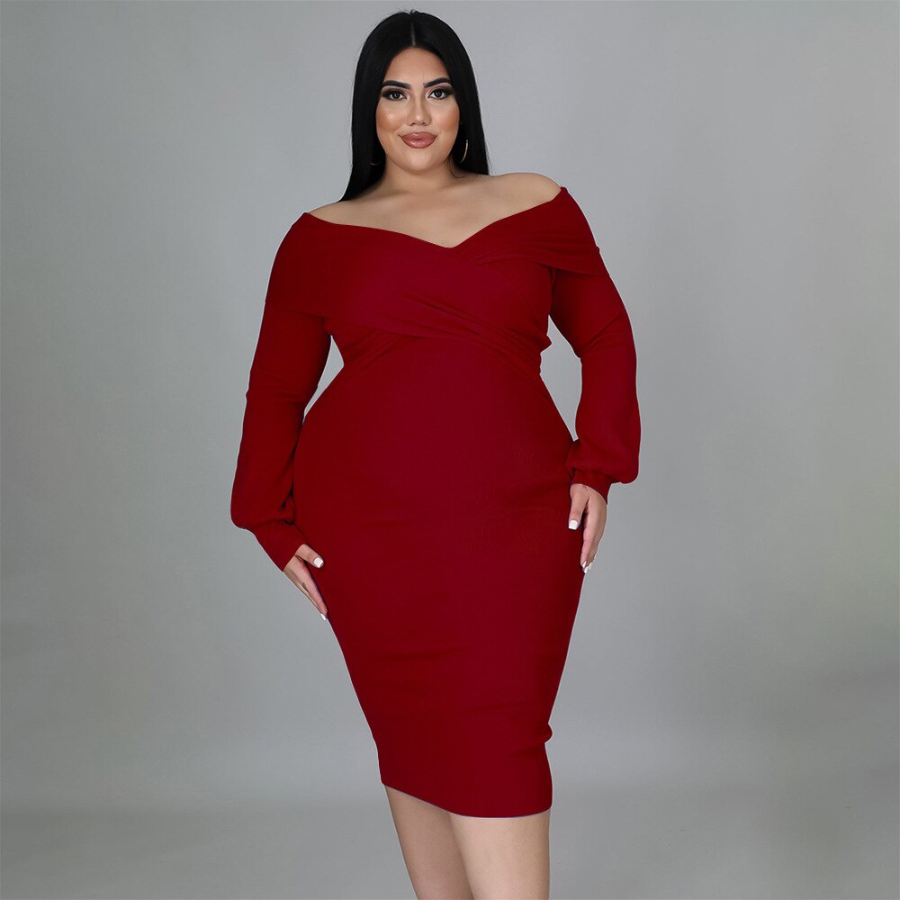 Elegante Sexy Backless Long Sleeve Plus Size Dress Chic Off Shoulder Party Evening Dress Vestidos De Mujer Elegantes Para Fiesta
