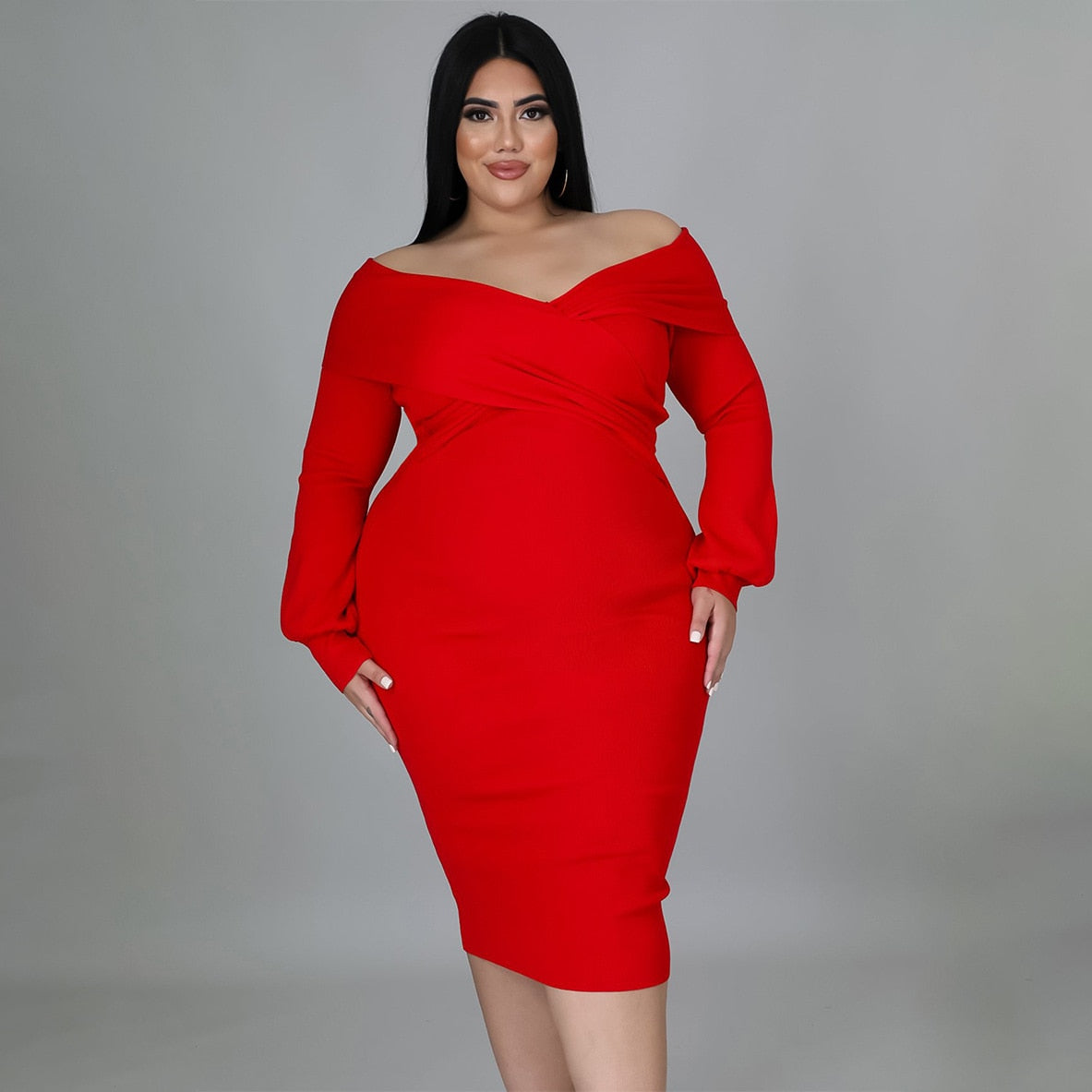 Elegante Sexy Backless Long Sleeve Plus Size Dress Chic Off Shoulder Party Evening Dress Vestidos De Mujer Elegantes Para Fiesta