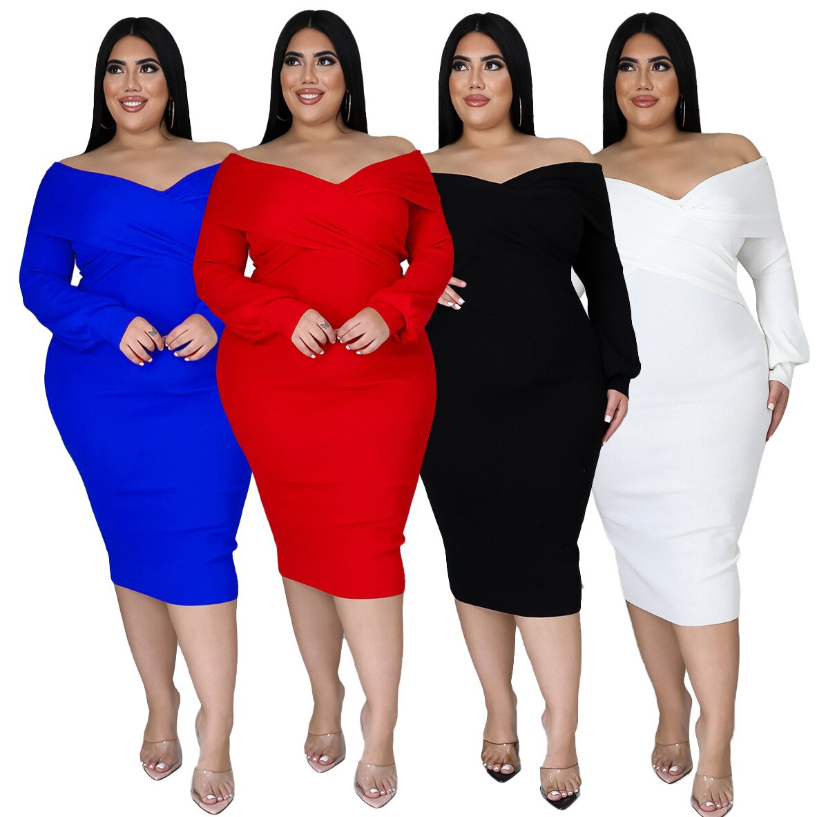 Elegante Sexy Backless Long Sleeve Plus Size Dress Chic Off Shoulder Party Evening Dress Vestidos De Mujer Elegantes Para Fiesta