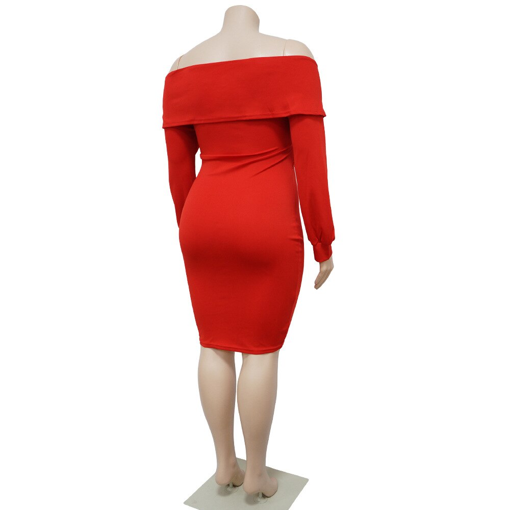 Elegante Sexy Backless Long Sleeve Plus Size Dress Chic Off Shoulder Party Evening Dress Vestidos De Mujer Elegantes Para Fiesta