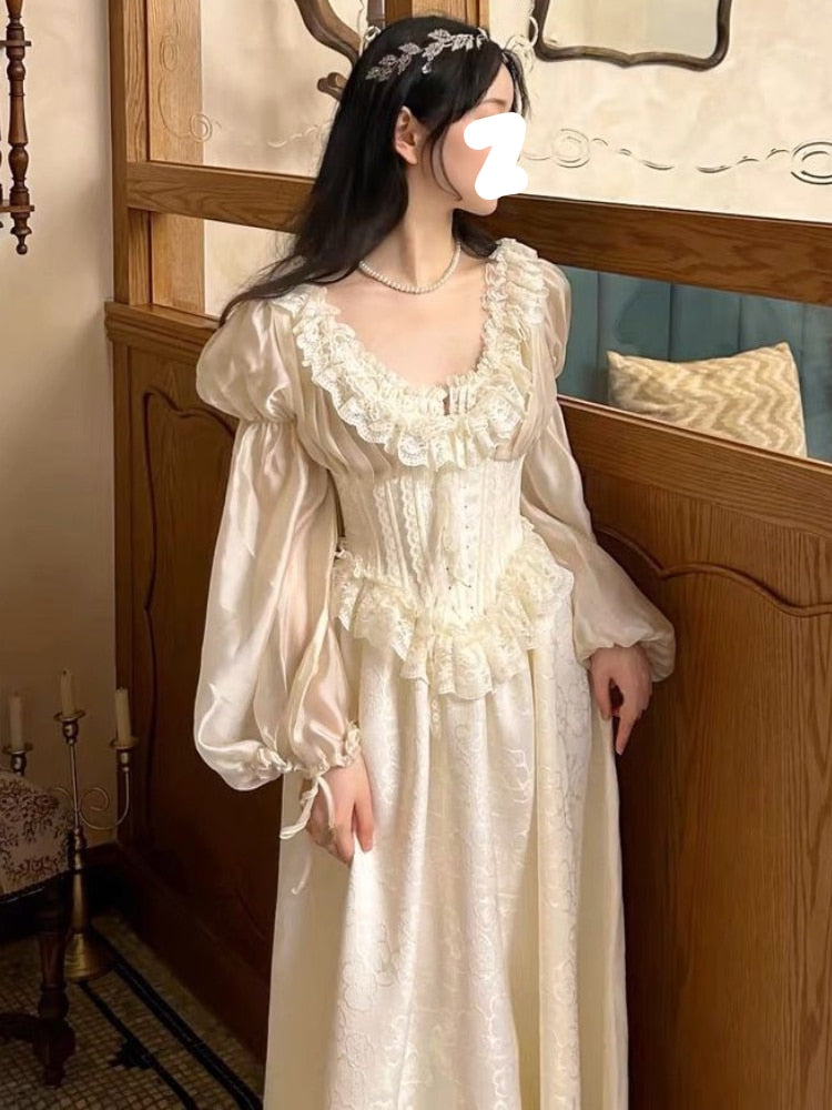 Fairy Pure Color Midi Dress Women Long Sleeve French Elegant Dress Beach Party Korean Fashion Dress Casual Design Summer 2023