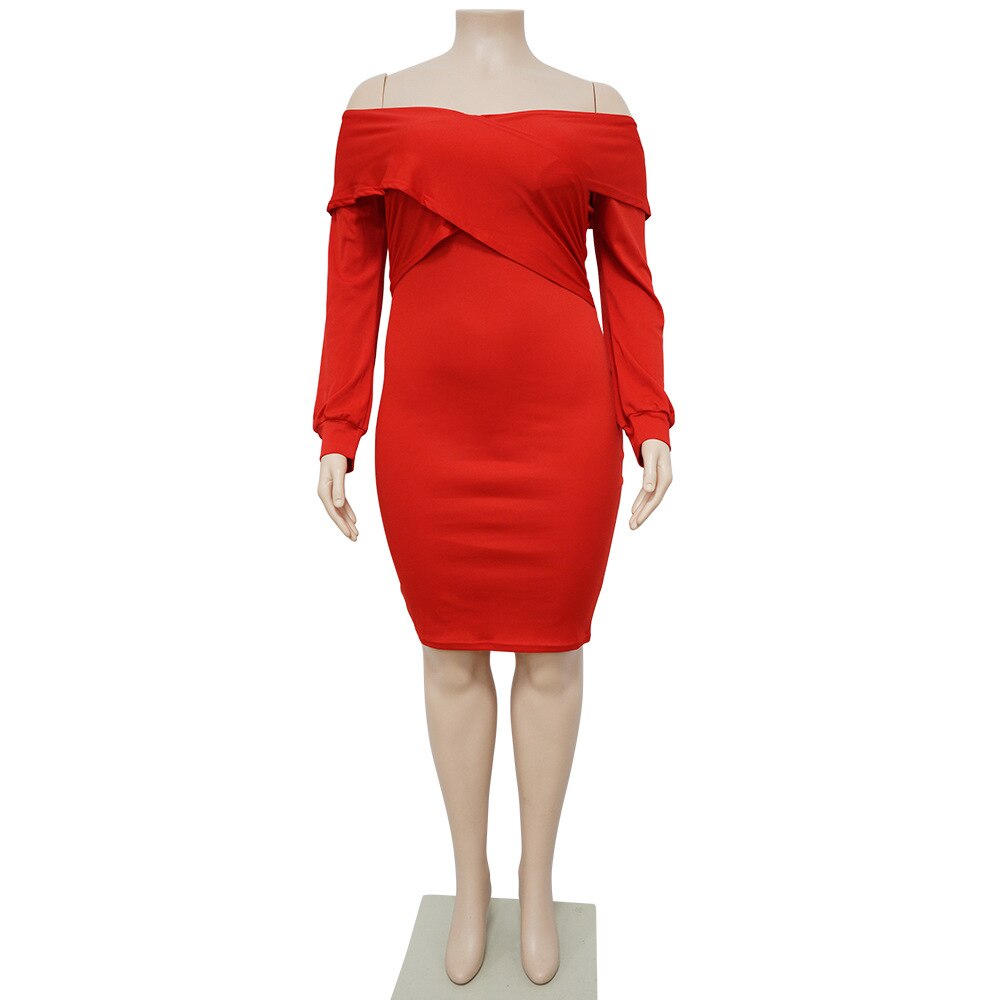 Elegante Sexy Backless Long Sleeve Plus Size Dress Chic Off Shoulder Party Evening Dress Vestidos De Mujer Elegantes Para Fiesta