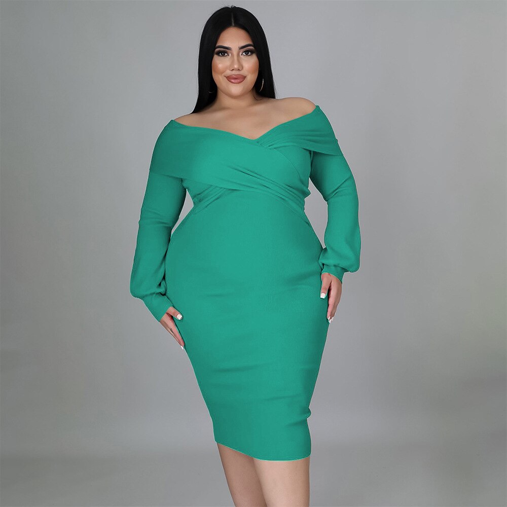 Elegante Sexy Backless Long Sleeve Plus Size Dress Chic Off Shoulder Party Evening Dress Vestidos De Mujer Elegantes Para Fiesta