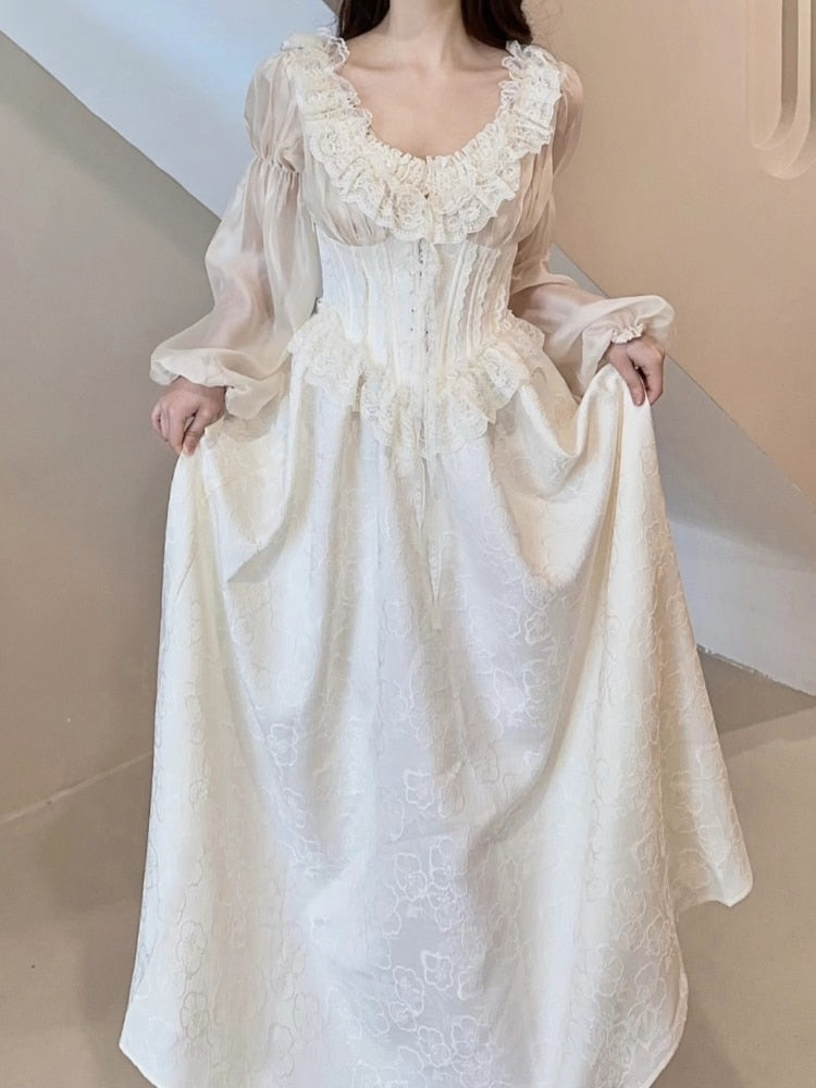 Fairy Pure Color Midi Dress Women Long Sleeve French Elegant Dress Beach Party Korean Fashion Dress Casual Design Summer 2023
