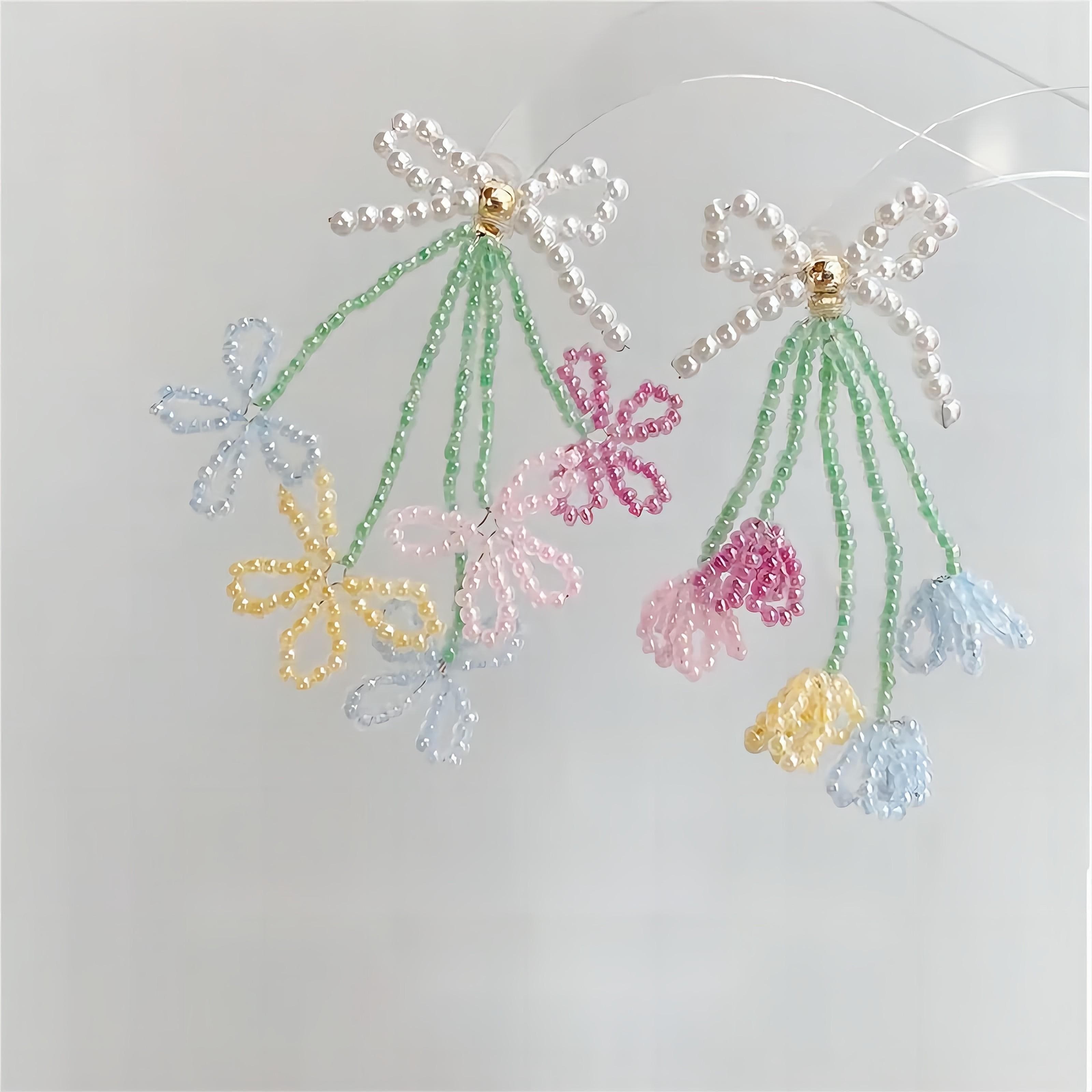 Transformable Tulip To Butterfly Beaded Earrings
