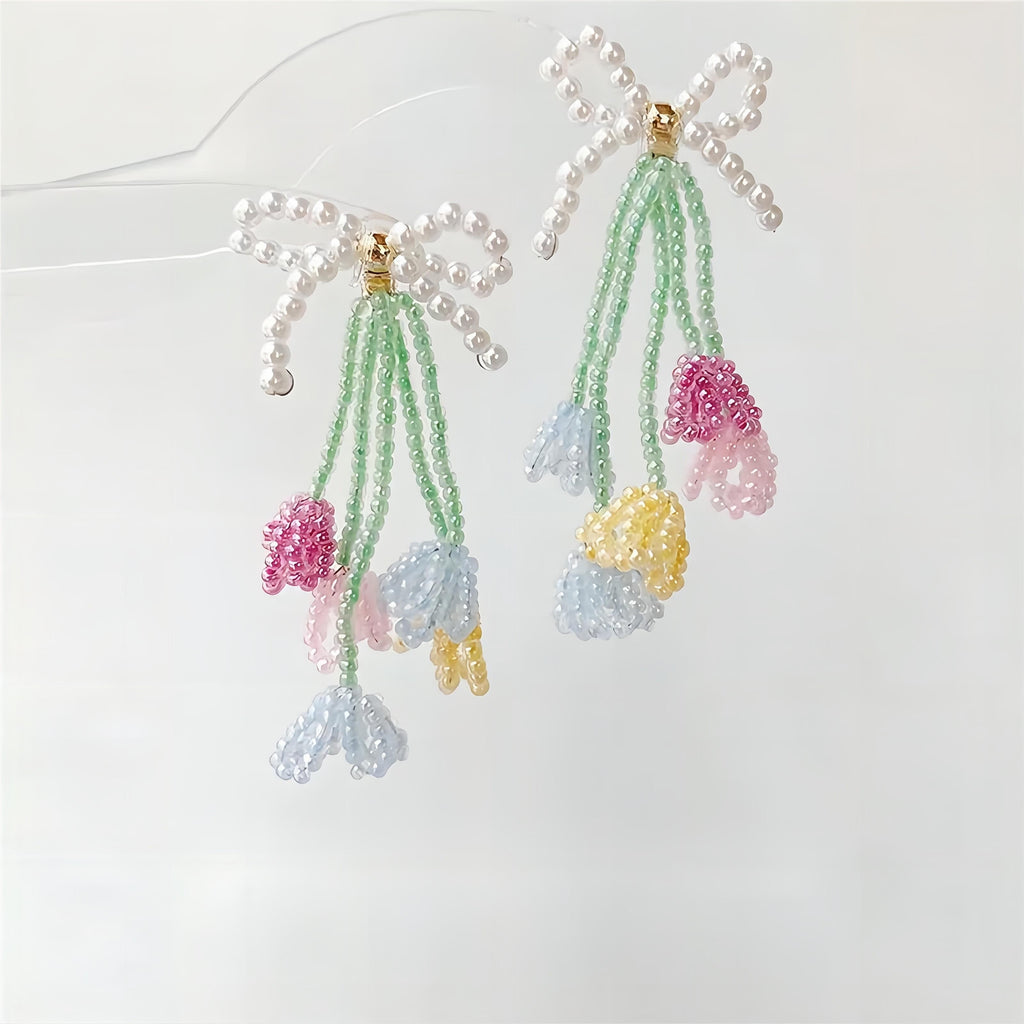 Transformable Tulip To Butterfly Beaded Earrings