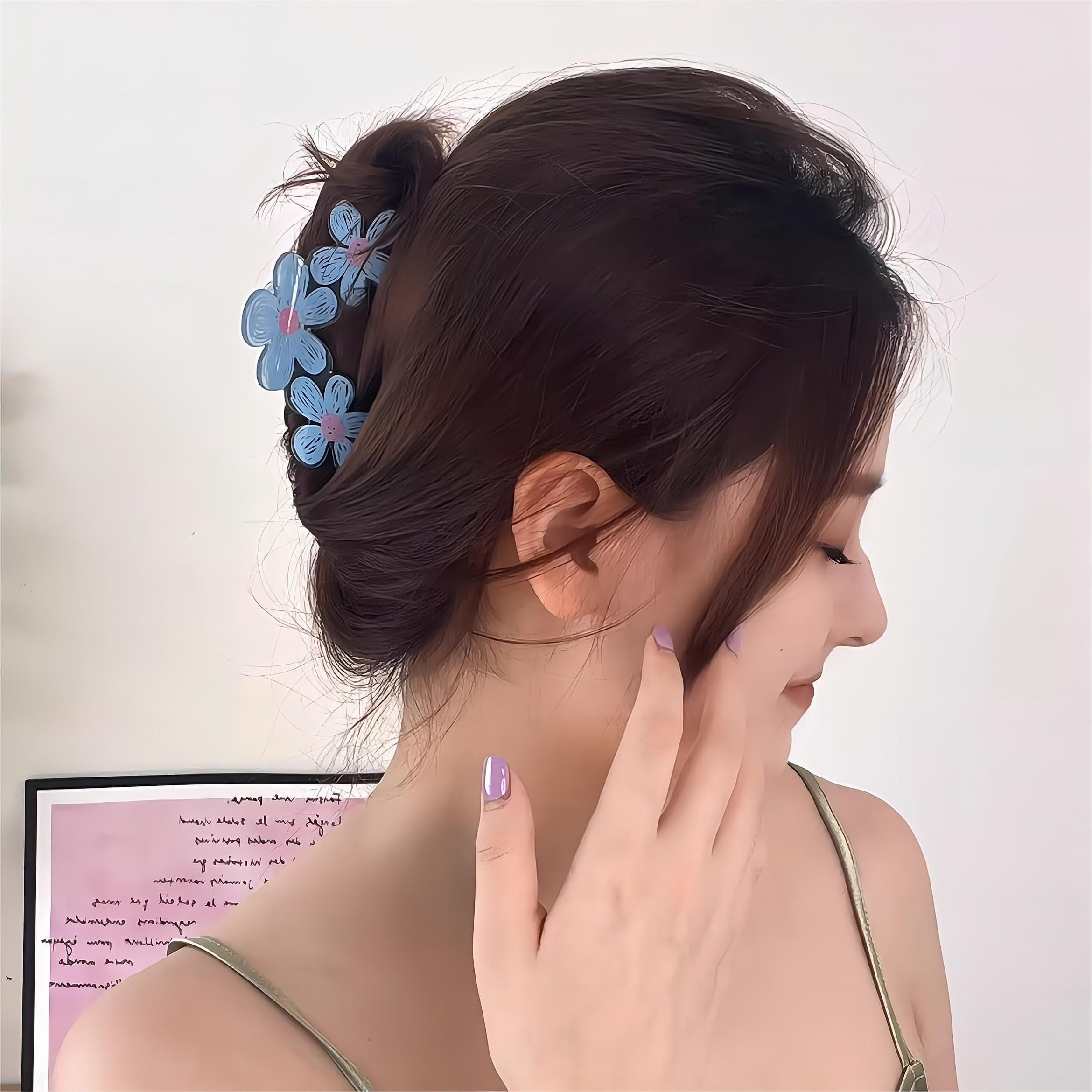 Trendy Colorful Hand-drawn Painting Flower Hair Clip
