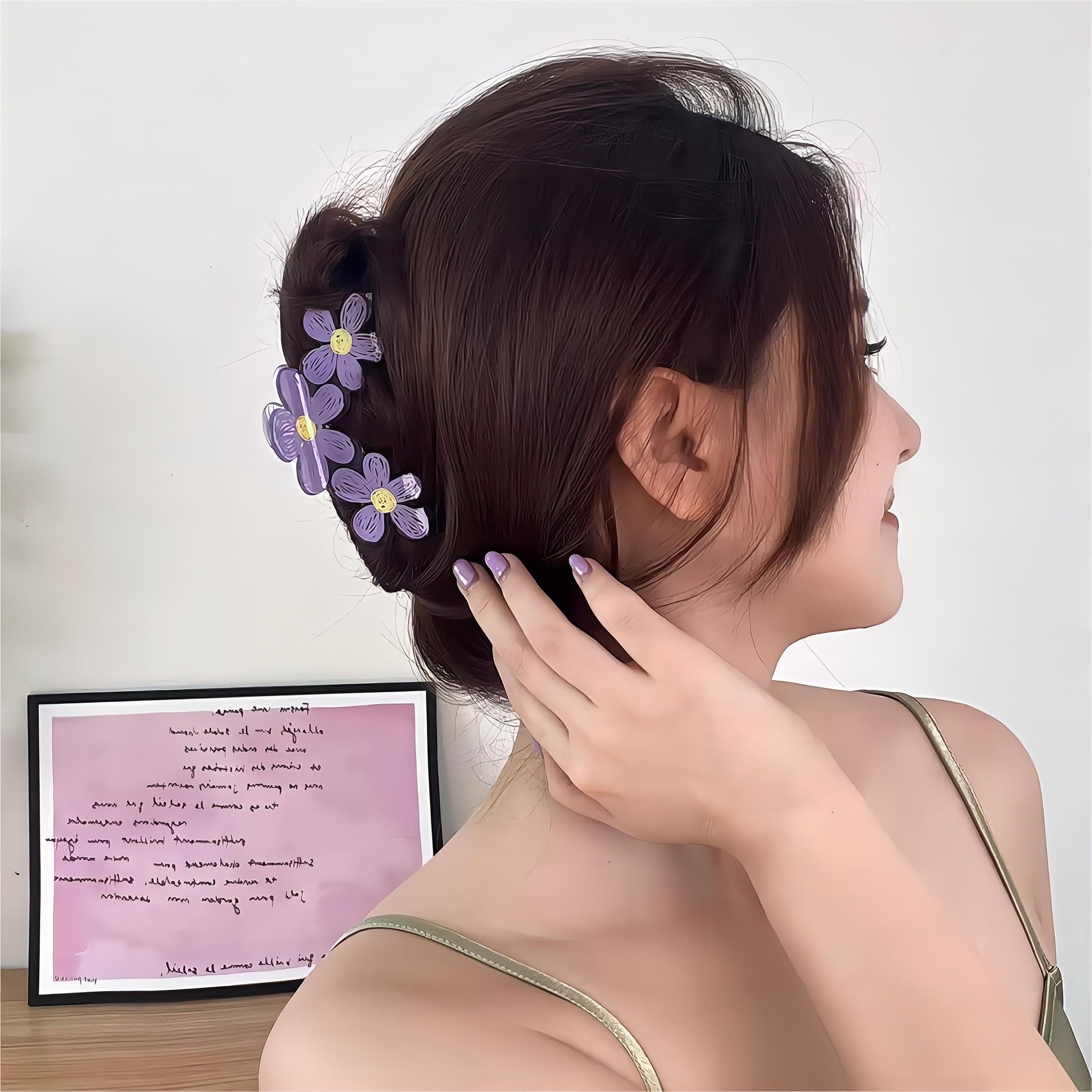 Trendy Colorful Hand-drawn Painting Flower Hair Clip