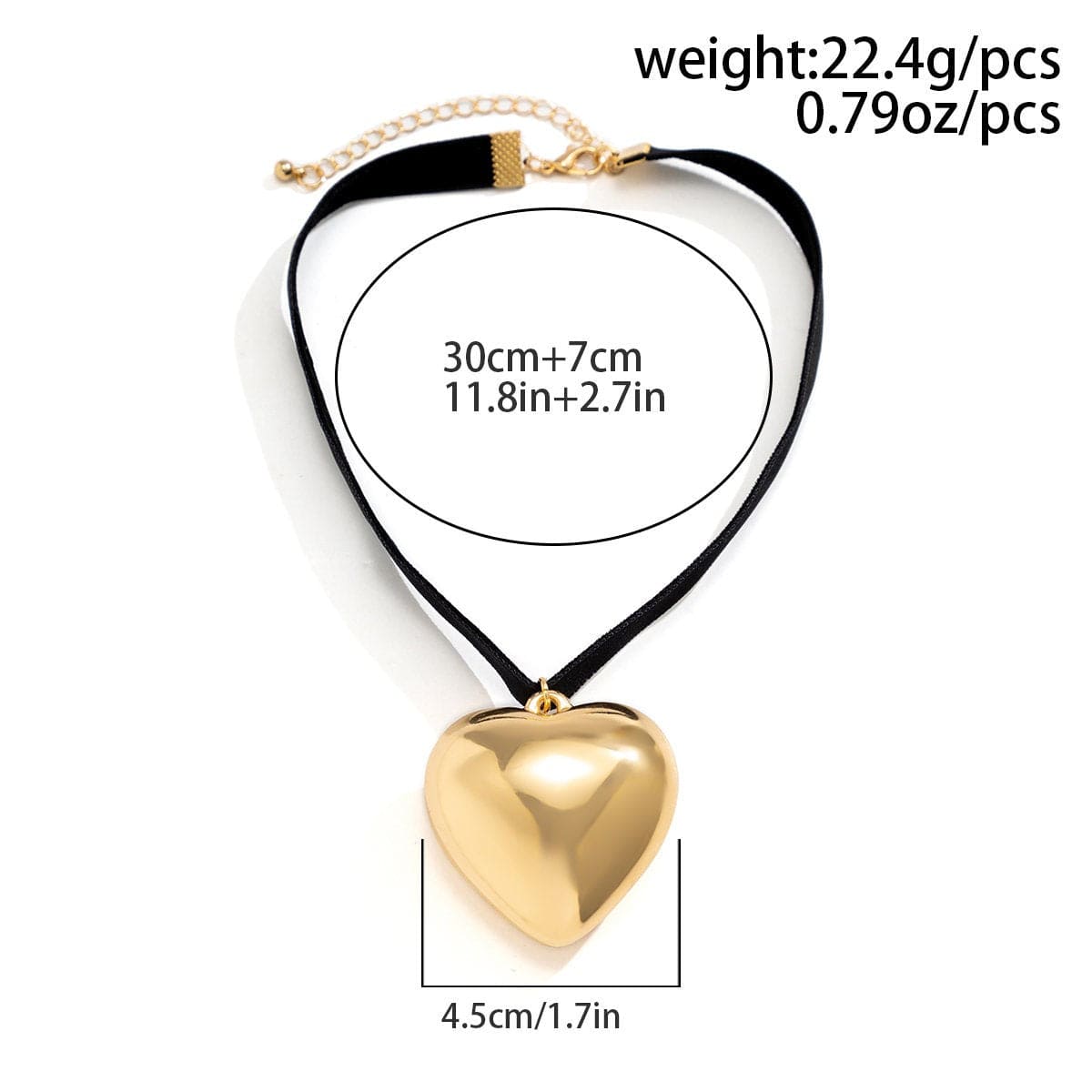 Trendy Heart Pendant Velvet Collar Choker Necklace