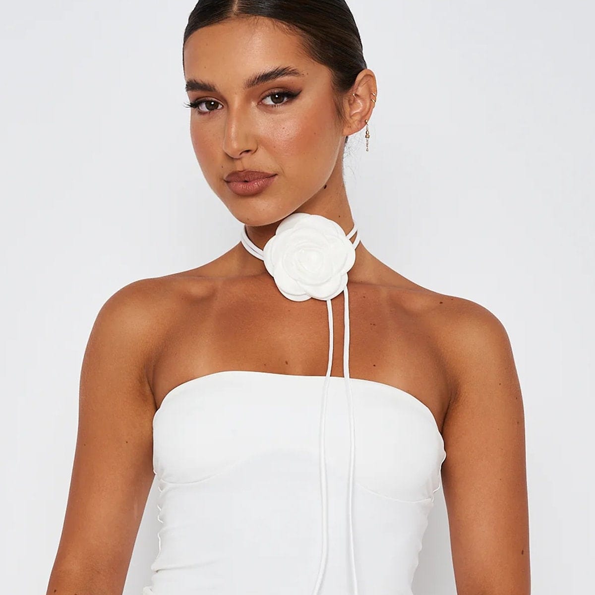 Trendy Satin Texture Flower Velvet Cord String Necklace