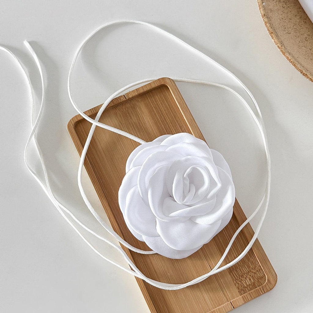 Trendy Satin Texture Flower Velvet Cord String Necklace