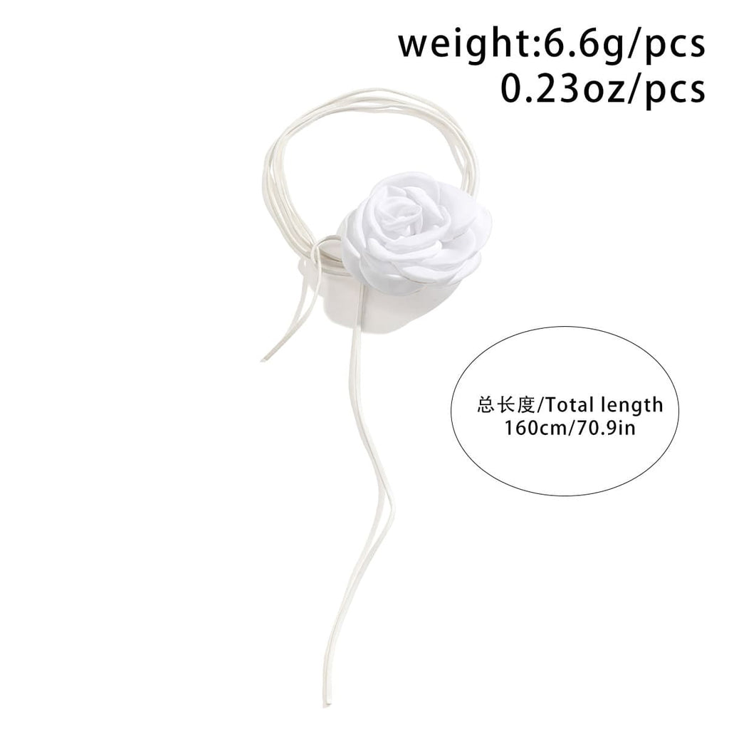 Trendy Satin Texture Flower Velvet Cord String Necklace