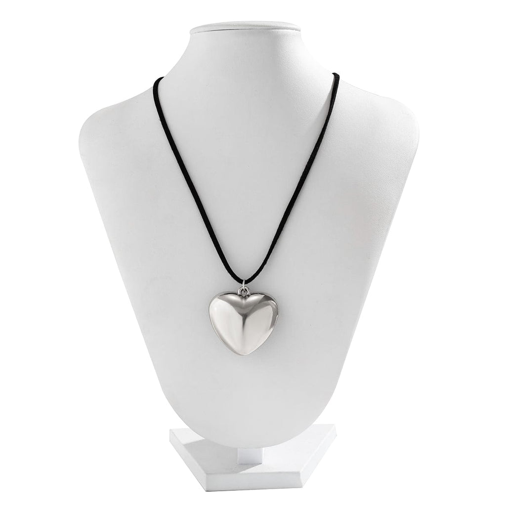 Velvet Cord String Heart Pendant Necklace